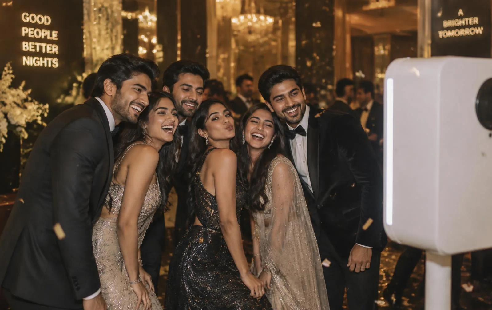 Indian guests celebrating together at a wedding